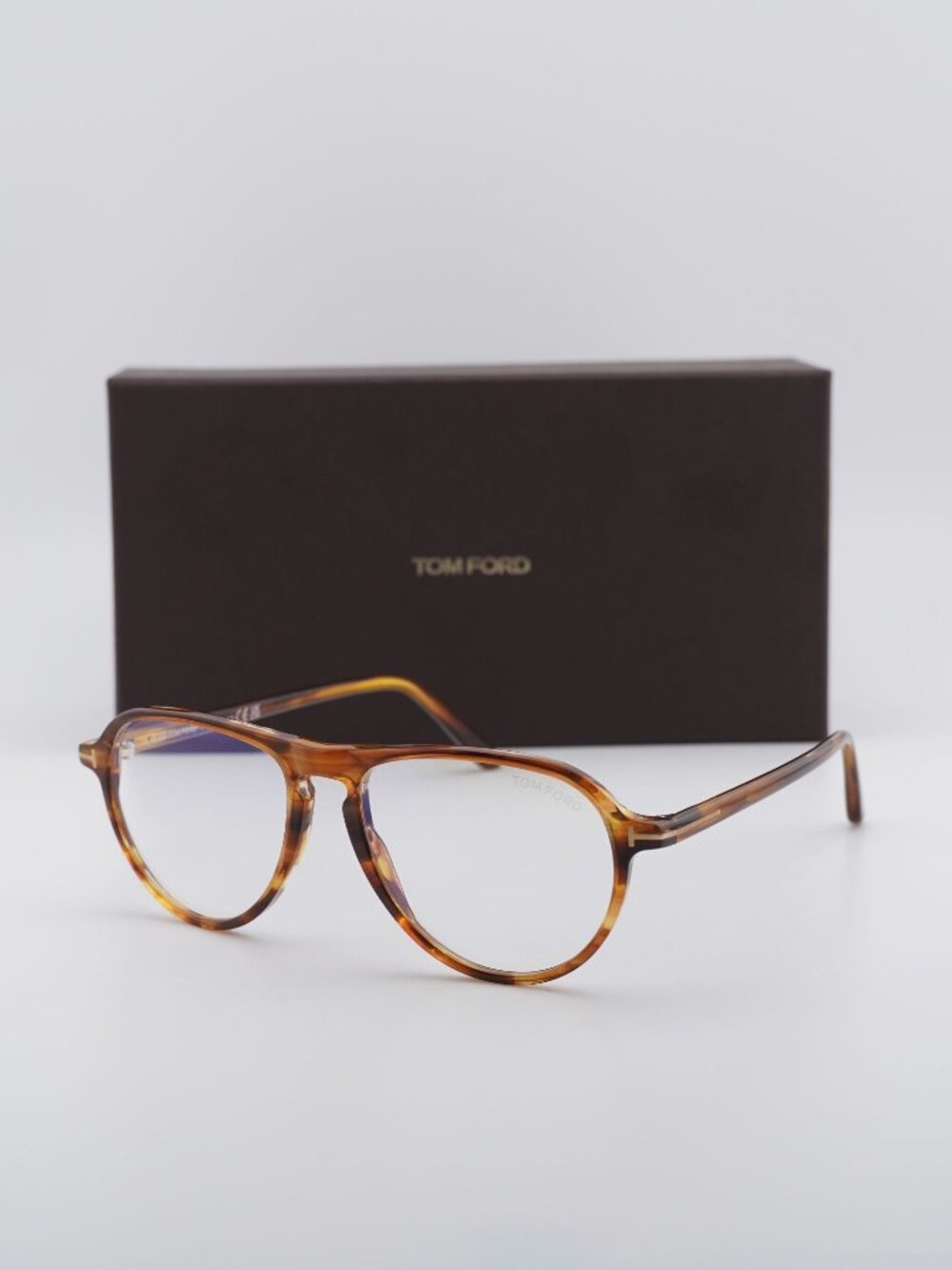 Tom Ford FT5869-B 050 Aviator Eyeglasses - Striped Brown 54mm